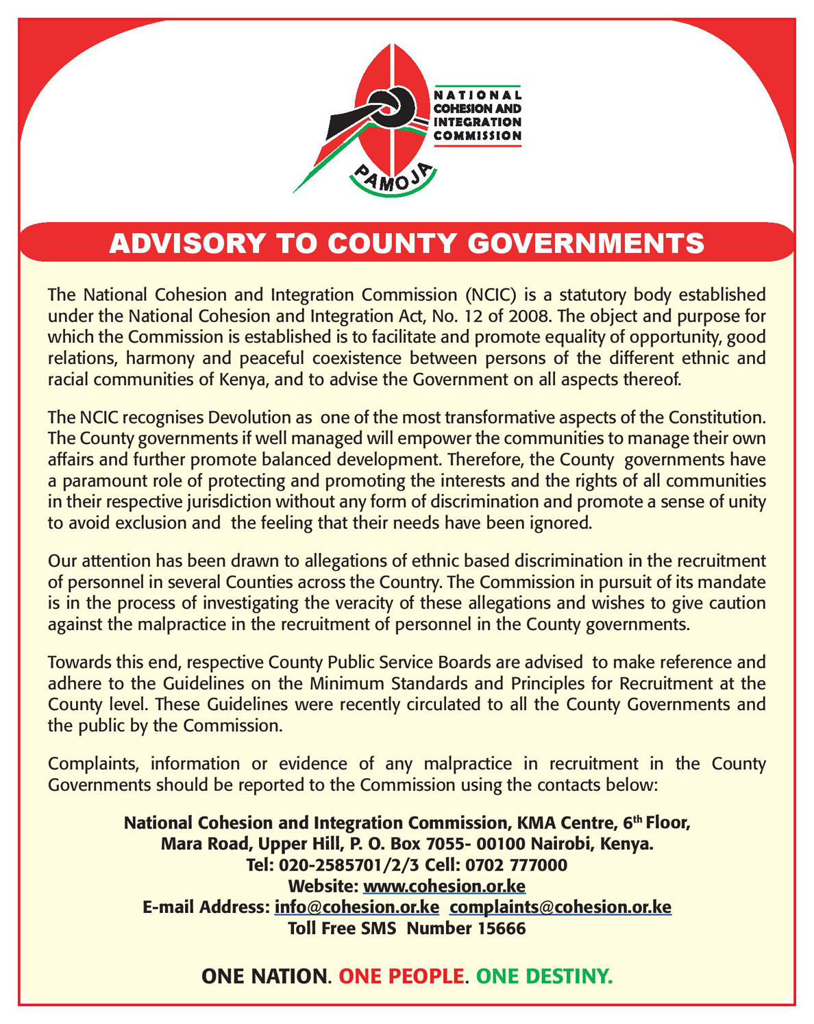 NCIC Advisory to County Governments page 001 1